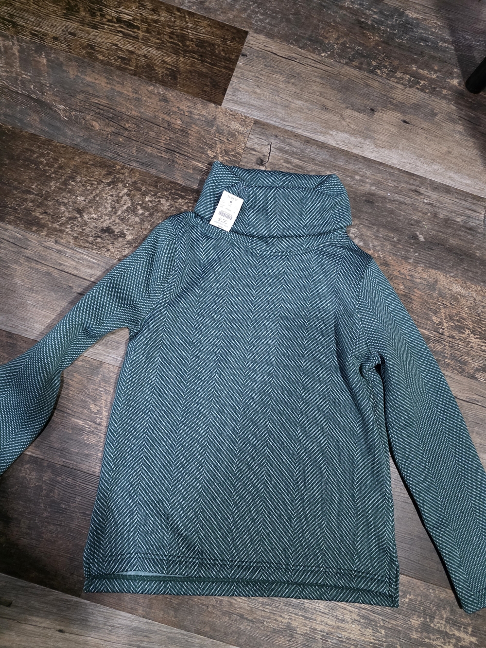 J. Crew Teal Herringbone Cowl Neck Sweater